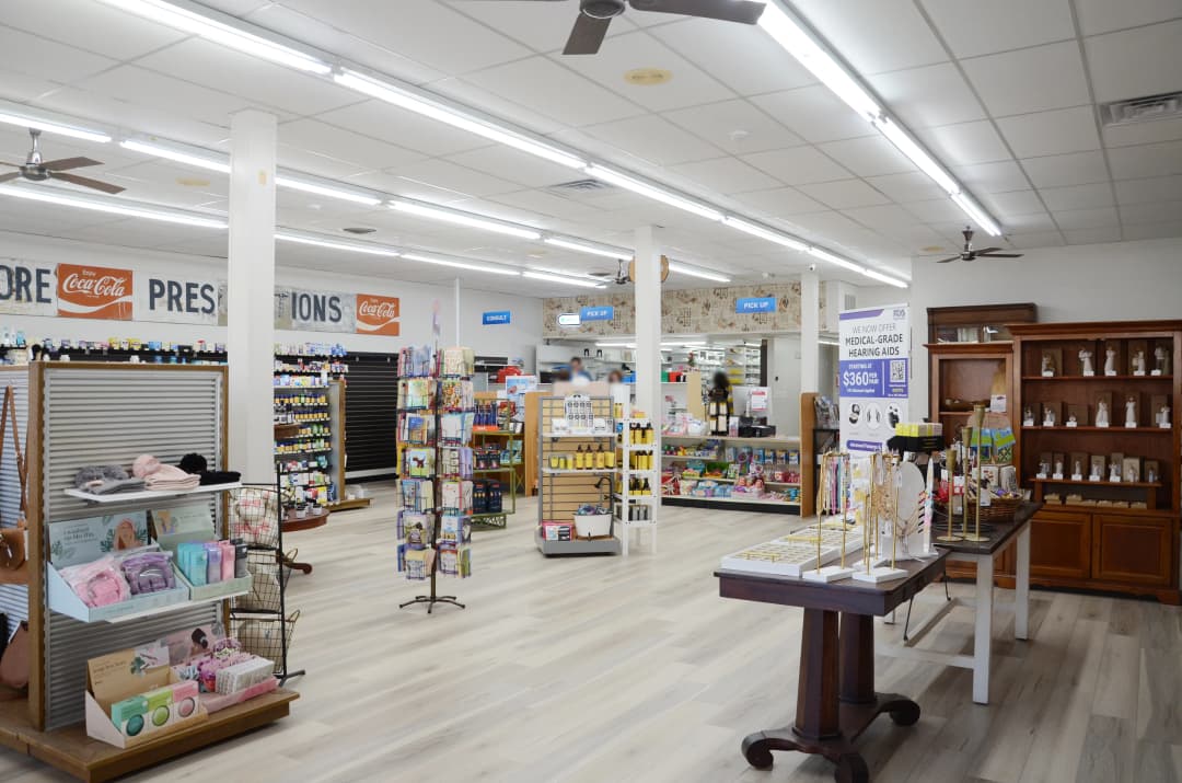 gift shelves inside Stotts Family Pharmacy